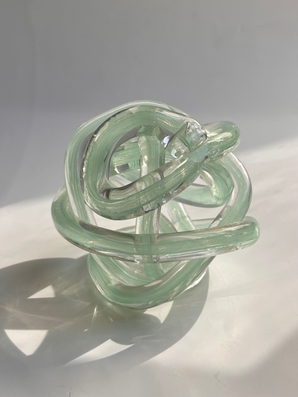 Handblown Glass Twisted Knot Paperweight Sculpture